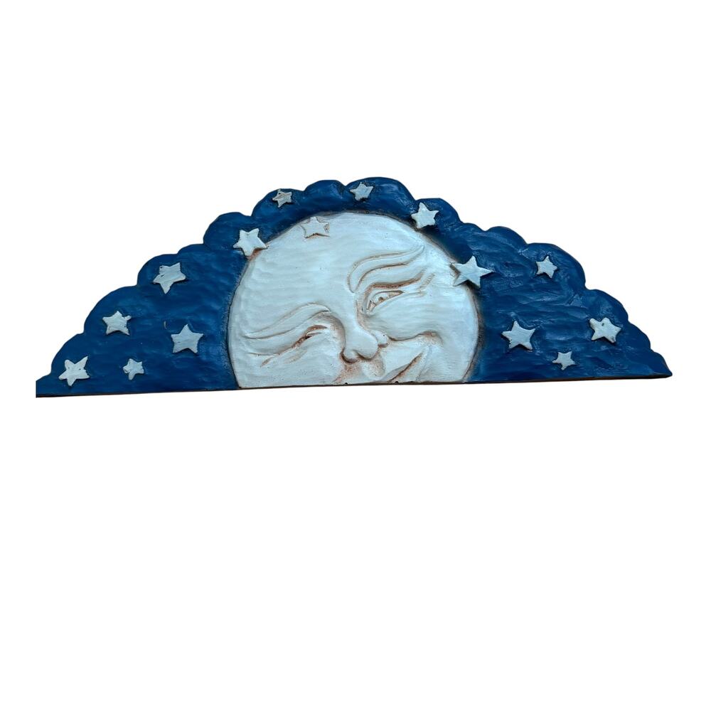 Al Pisano Celestial Moon Door Topper Resin Wall Plaque Country Carver Retro y2k